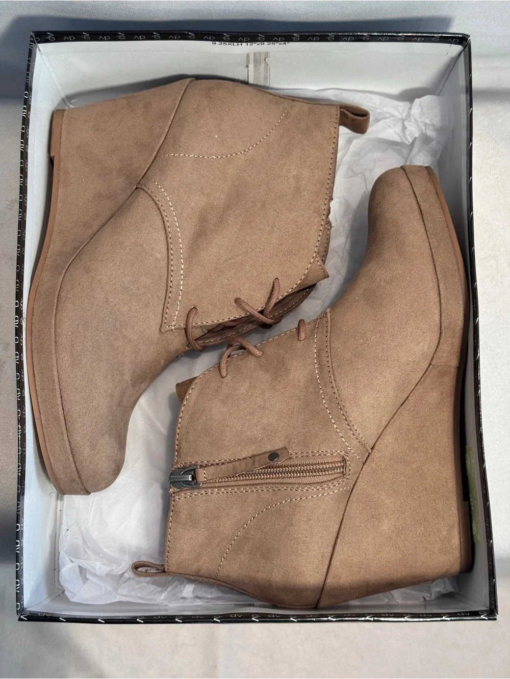 DV by Dolce Vita Taupe Suede Wedge Ankle Boot